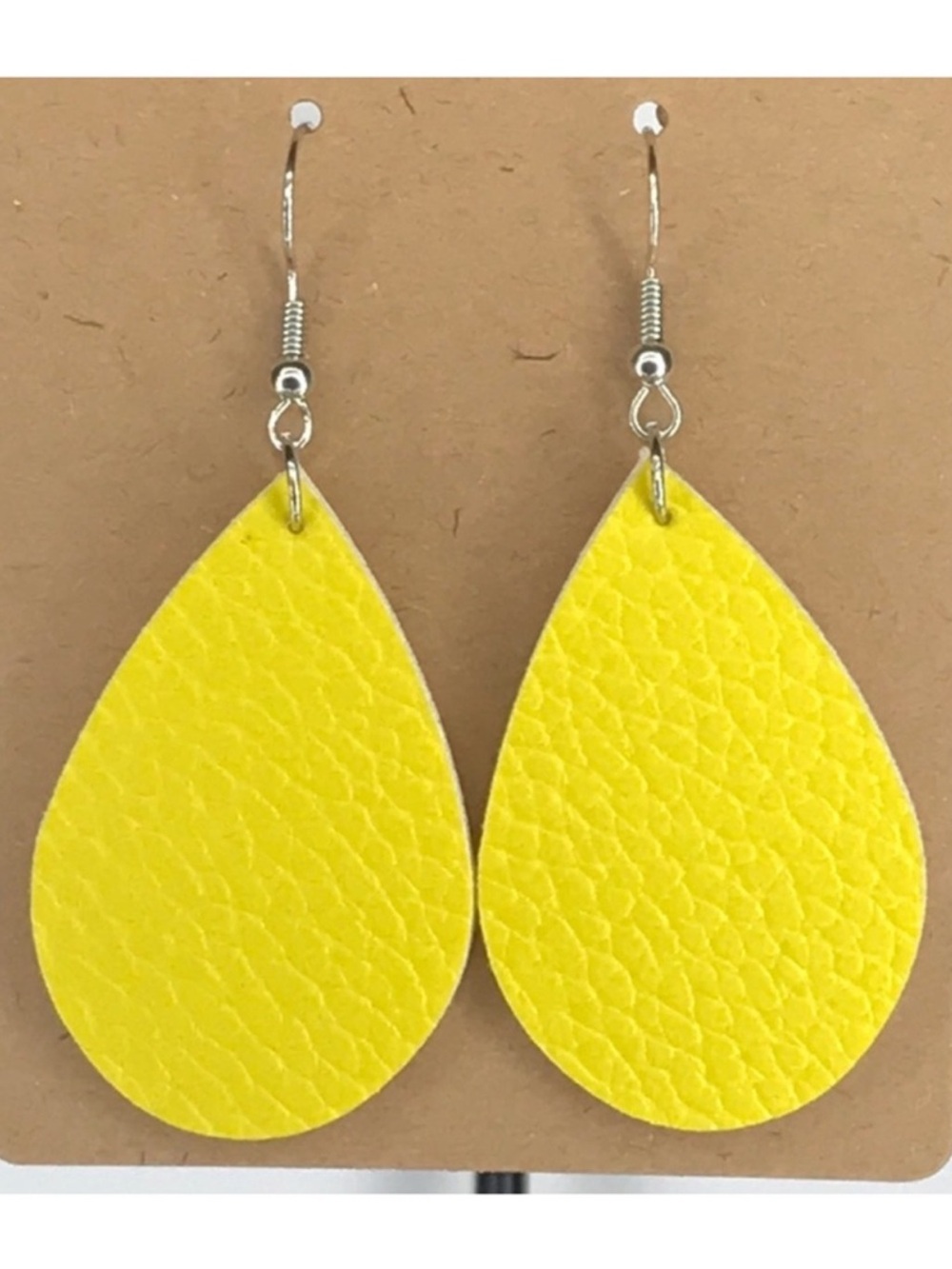 *LAST SET* Fashion Jewelry Yellow Teardrop Leatherette Earrings